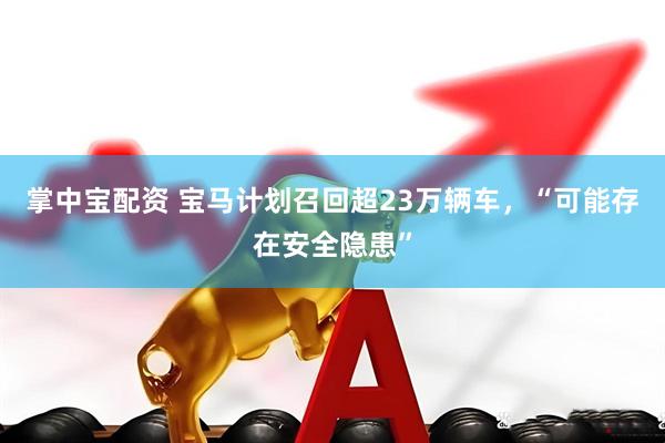 掌中宝配资 宝马计划召回超23万辆车，“可能存在安全隐患”
